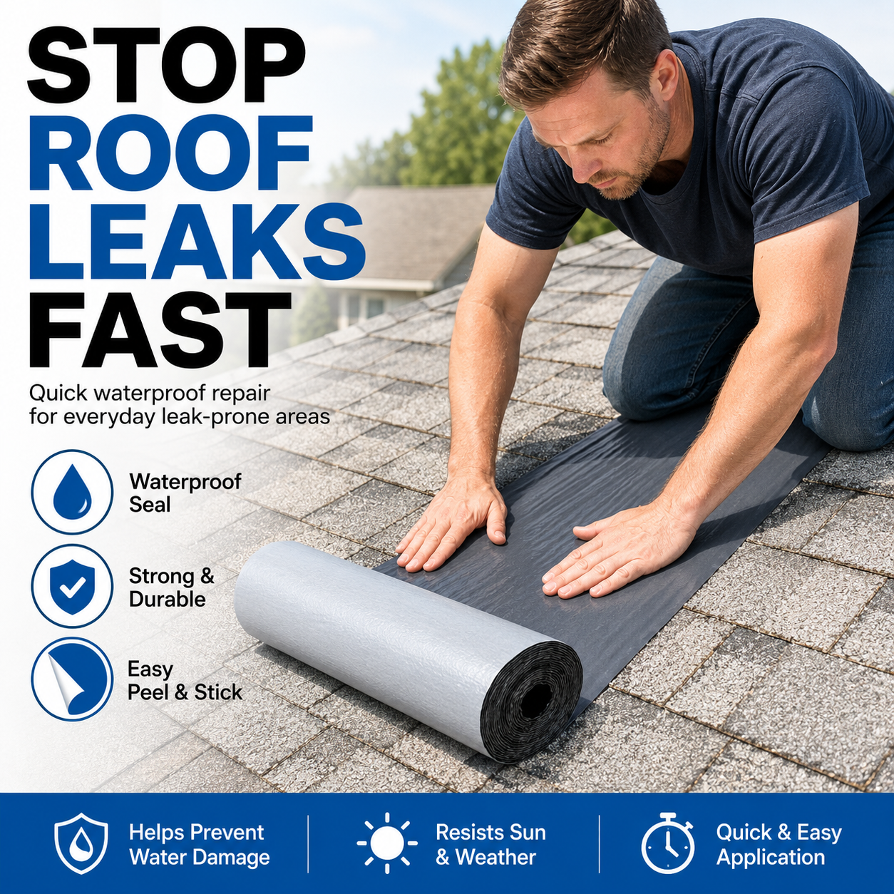 Self Adhesive Waterproof Membrane Roof Leak Repair Sealant Tape for Balcony Gutter Pipeline Building Construction Waterproof Mat