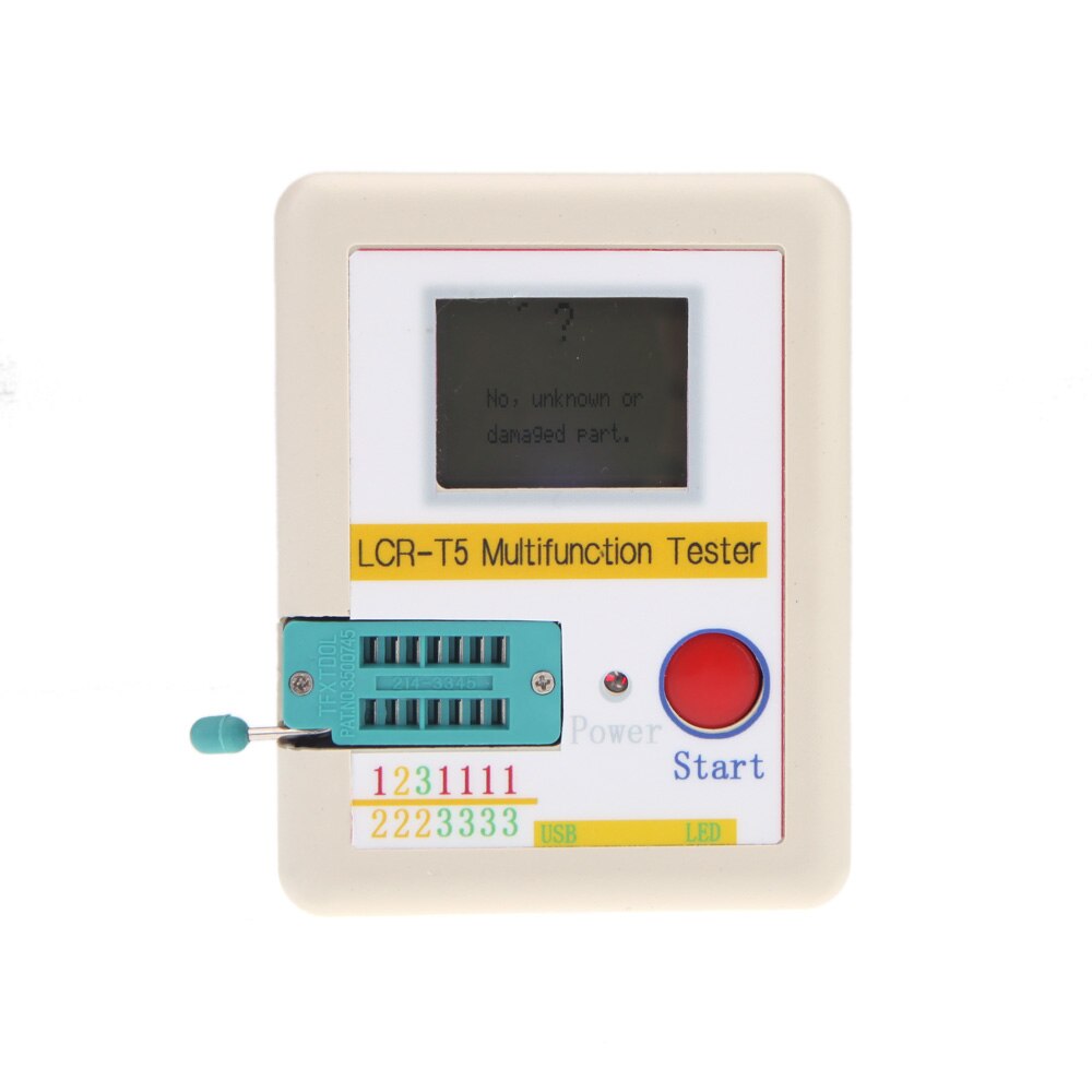 Lcr -t5 hvid transistor tester diode triode kapacitans esr meter tester med lcd display mos triac + etui + li-ion batteri