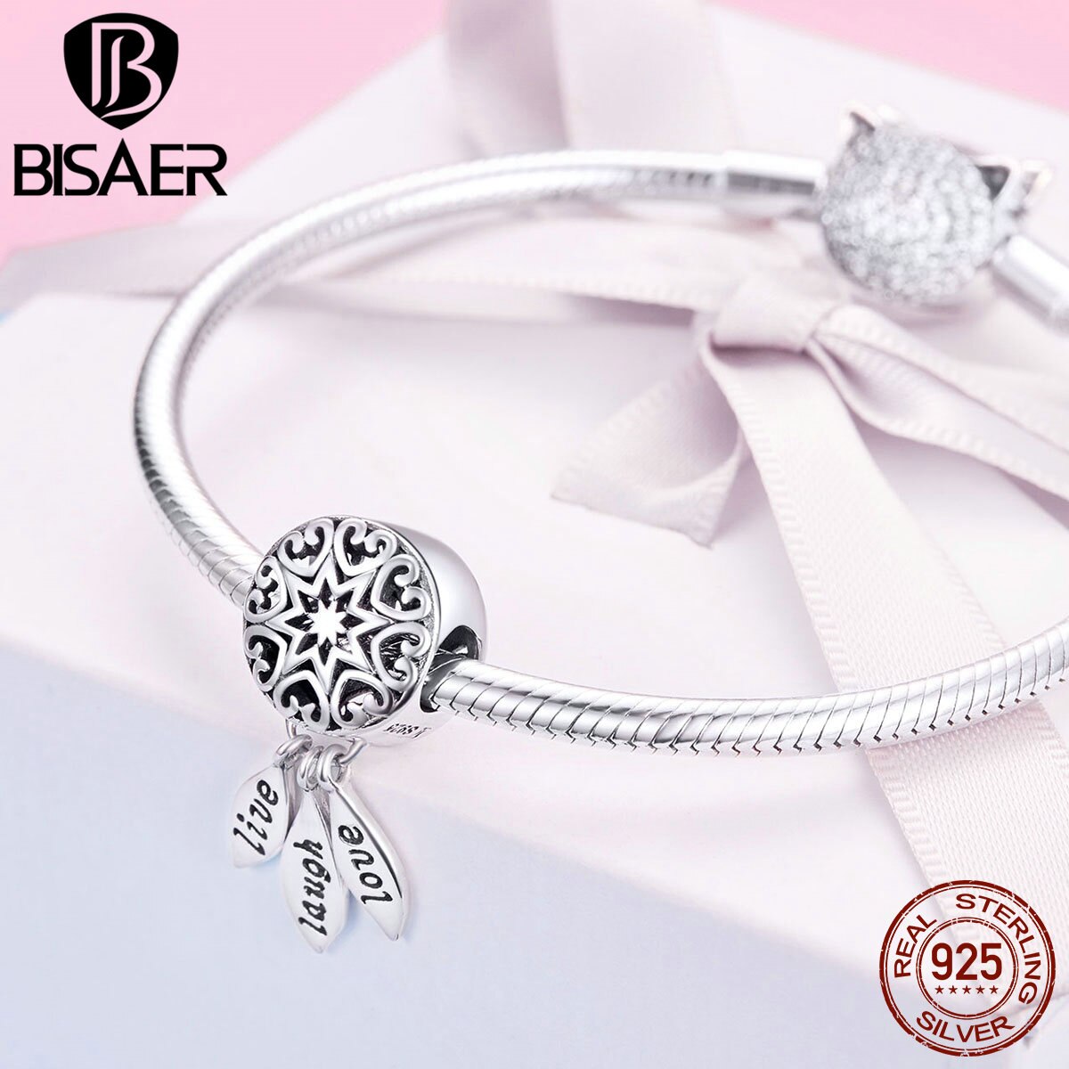 100% 925 argent Sterling perles de vie heureuse Vintage capteur de rêves breloques ajustement BISAER Bracelet et colliers femmes bijoux ECC1128