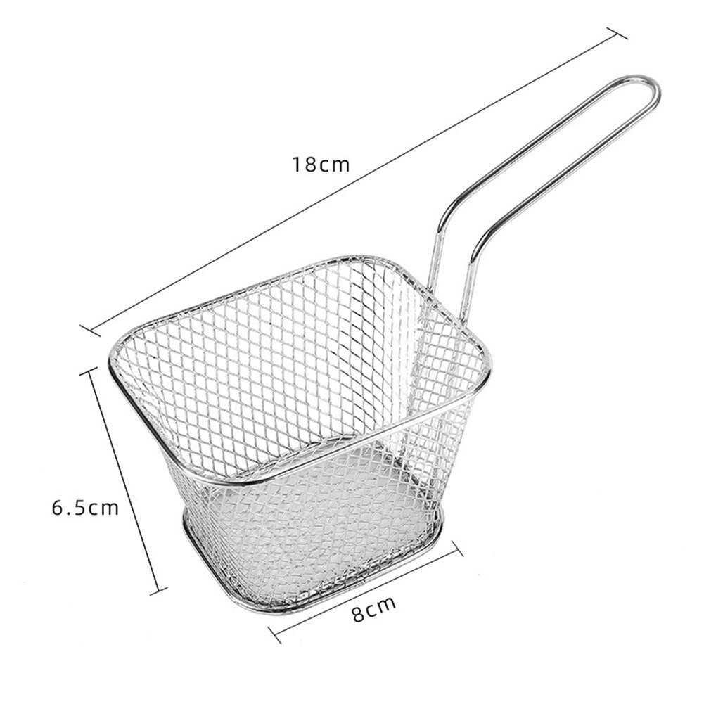 Stainless Steel French Fries Basket Mini Square Chips Frying Basket with Handle Home Mini French Fries Baskets Strainer