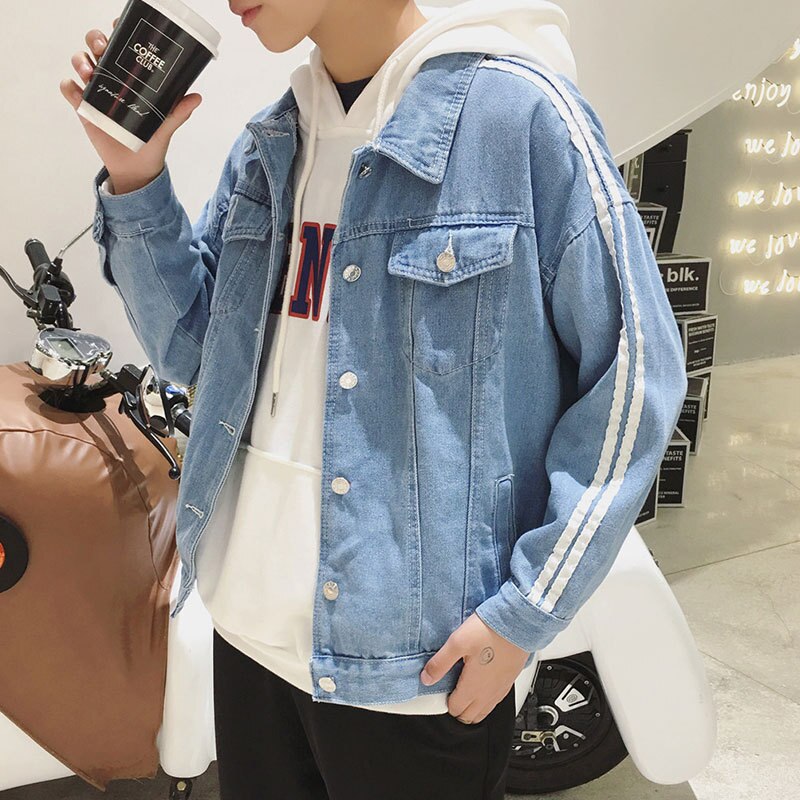 spring Autumn lapel men&#39;s denim jacket Korean personality Slim wild matching long-sleeve youth hip hop coat men