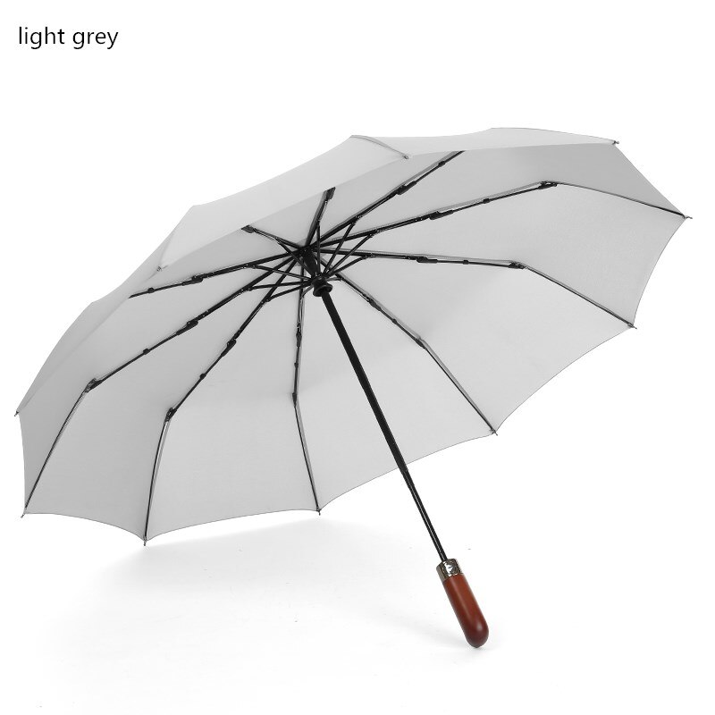 PALONY Three-folding Automatic Long Straight Handle Rainproof 8 Colours Outdoor Women Men 10 Ribs Windproof Structure: light grey