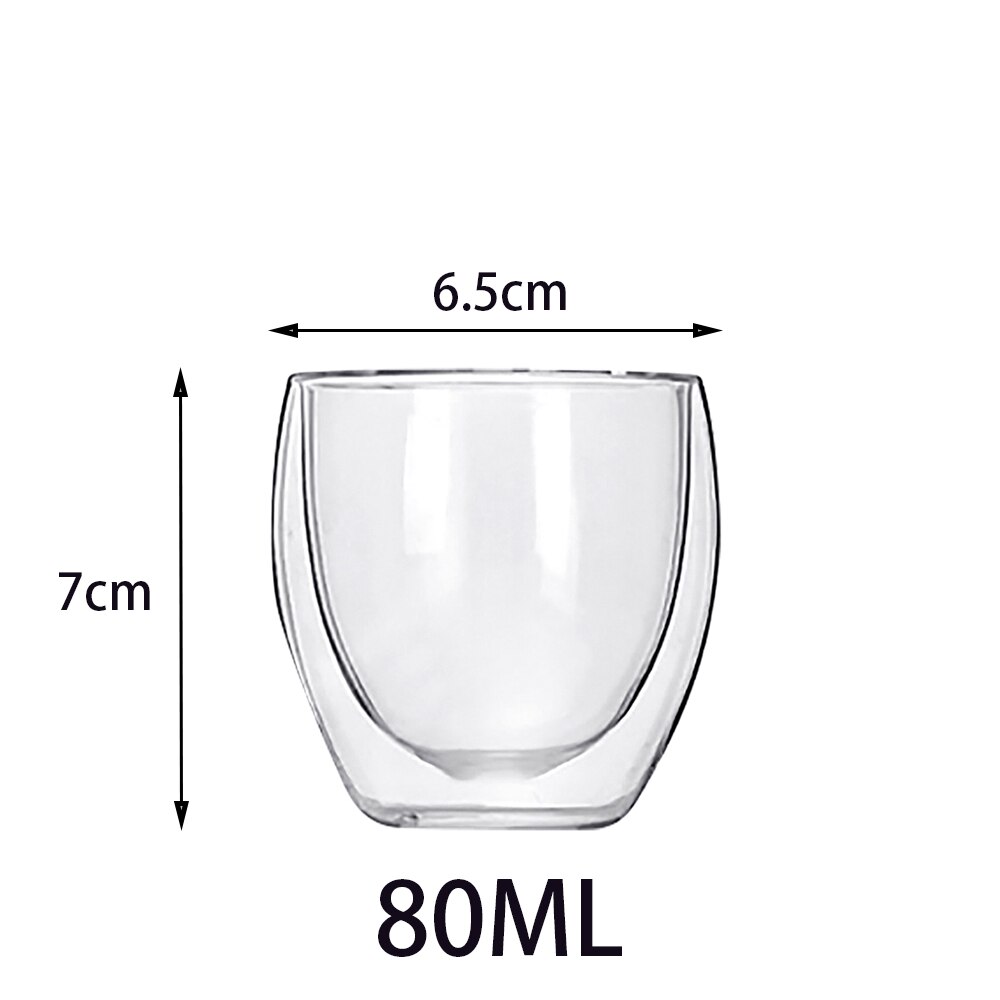 Doppel Zauberstab Bleifrei Tassen Glas Tasse Wärme-beständig Kaffee Tasse einstellen Milch Glas Becher Nicht zerbrechlich Glas Tassen Getränk Beste: 80ml / 4Stck