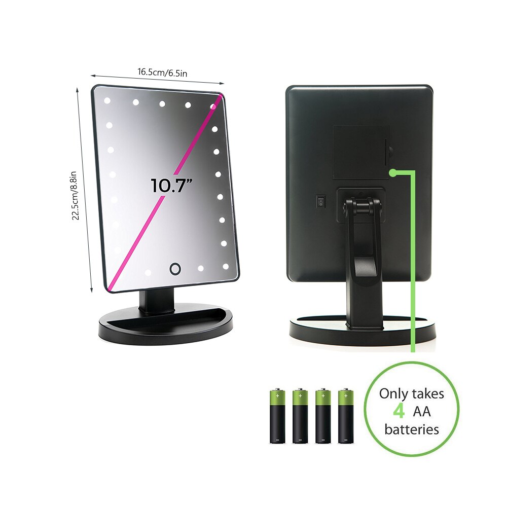 Donwei Led Touch Screen 24 Licht Make-Up Spiegel Tafel Desktop Make Spiegels Vanity Licht Gezondheid Beauty Led Spiegel Batterij