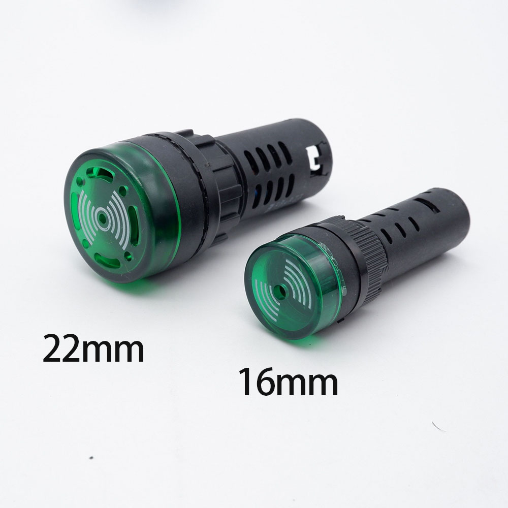 Buzzer 16mm 22mm, stroboscope, indicateur d'alarme, son 12V 24V 220V, voyant d'avertissement sonore Intermittent, jaune, rouge, vert