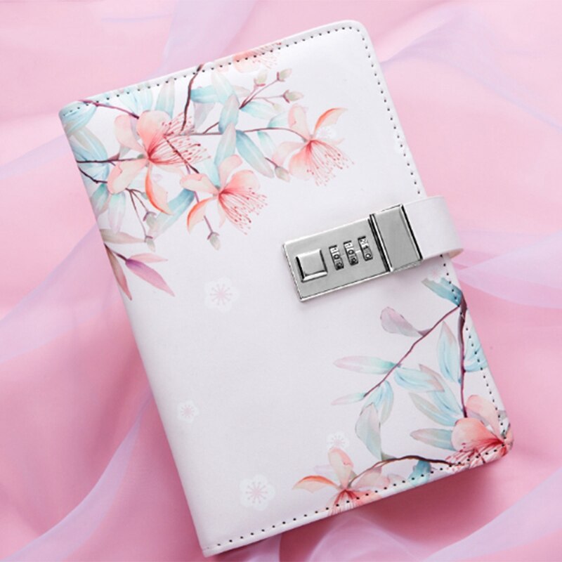 Notepad Sub-Notebook Diary with Lock Hand Book Password Lock Notebook Travel Planner Journal Student Girl Code Lock Note Books O