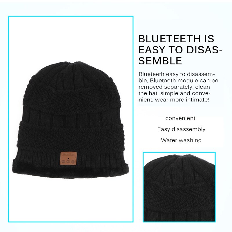Bluetooth-muts met sjaal, bluetooth-oplaadbare gebreide muts met draadloze handsfree hoofddeksel, kerstmuts voor mannen en vrouwen.