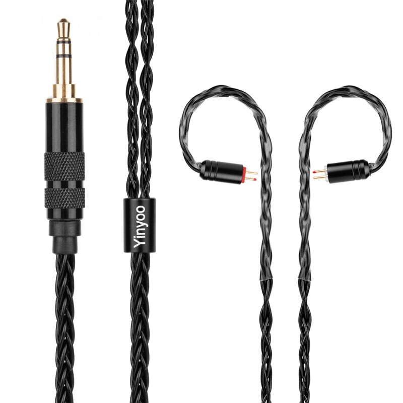 Cable negro plateado de 8 núcleos Yinyoo 2,5/3,5/4,4mm Cable equilibrado con MMCX/2PIN para BLON BL-03 BL-05 BL05 ZS10 AS10 ZSX C12: 2PIN 3.5