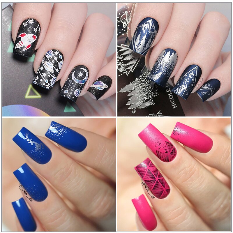 NICOLE DAGBOEK Halloween Serie Nail Stempelen Platen Rose Bloemen Nail Art DIY Nail Image Plate Printing Stencil Accessoires Tool