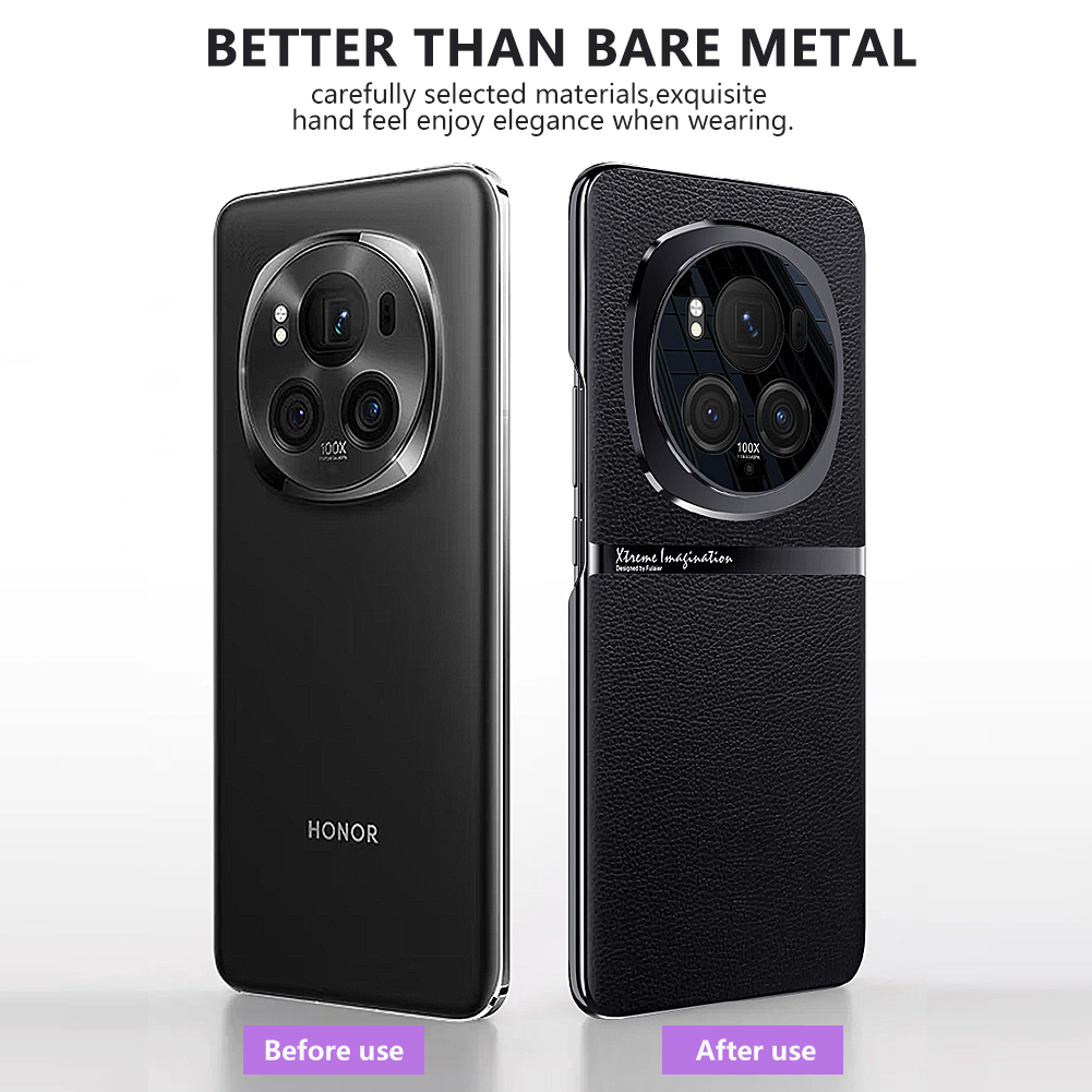 Funda de cuero Original para Honor Magic 6 Pro, cubierta trasera a prueba de golpes, parachoques chapado para Huawei Magic6 Pro, funda dura para teléfono móvil y PC