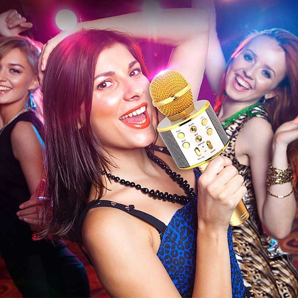 Bluetooth Portable Wireless Condenser Handheld Microphone Built-in Speaker Karaoke mic Compatible With PC/iPad/iPhone/Smartphone