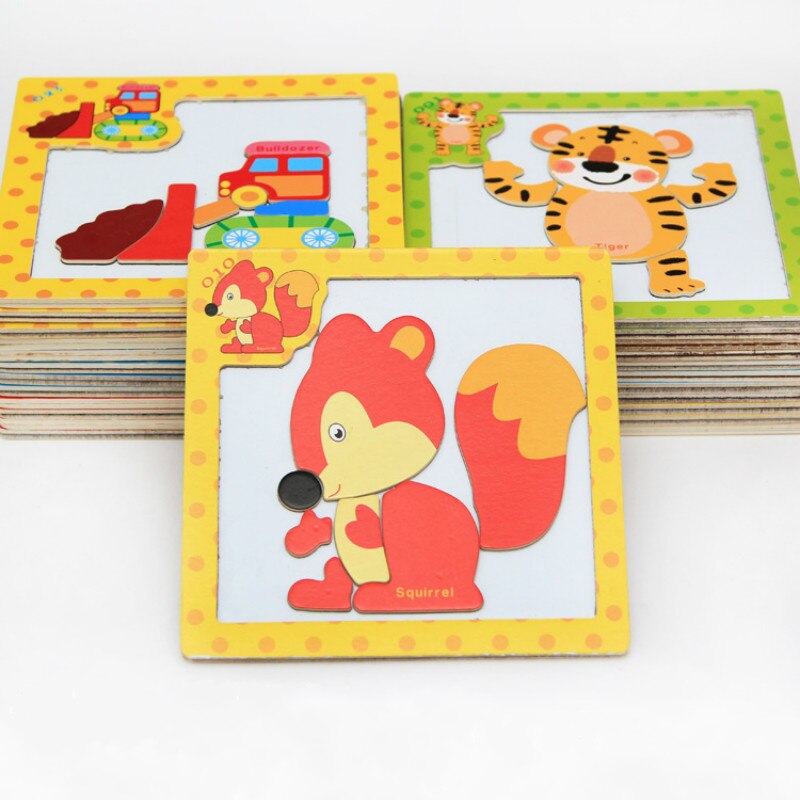 3D Wooden Children's Cartoon Puzzle Magnetic Model Puzzle Toys Children Early Childhood Educational Toys