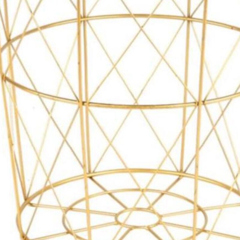 34.5X30.5X23Cm Iron Metalen Salontafel Vuile Storage Mand Thee Fruit Snack Serveren Board Lade Gouden witte Cover Trompet