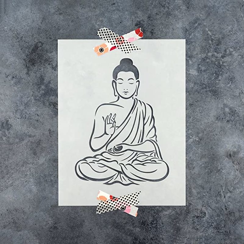 Pochoirs de bouddha indien artisanal format A4 pour peinture sur bois, Art mural, estampage de Scrapbooking, décor d'album, carte en papier gaufré