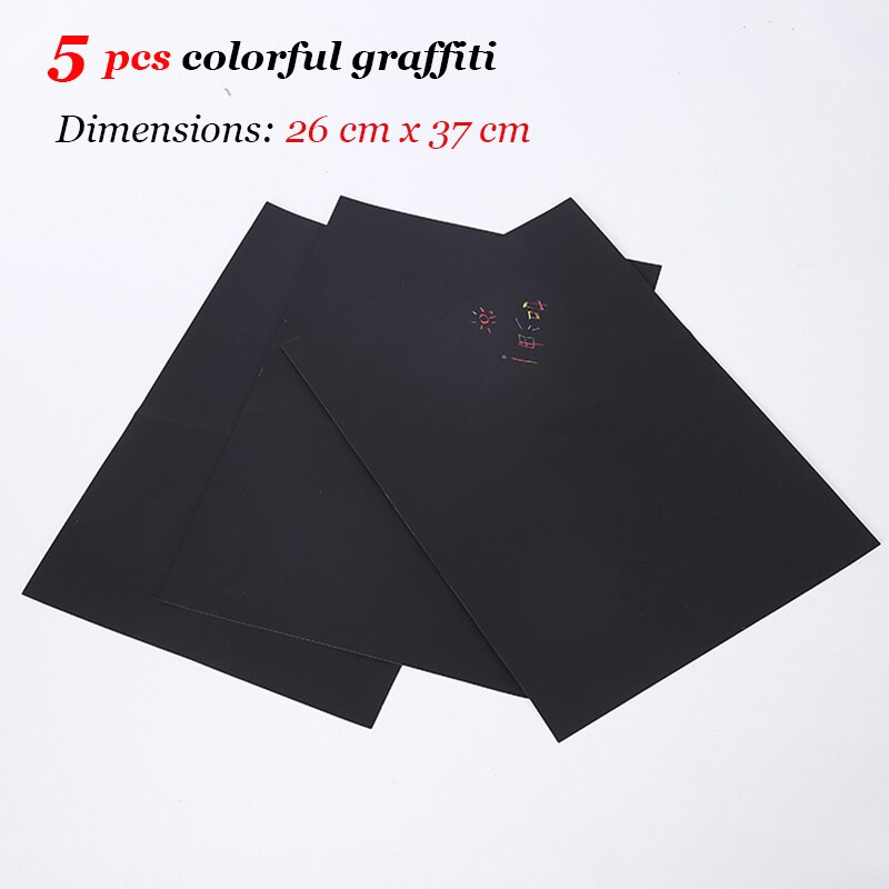 5 Pcs Magia Scratch Art Doodle Pad Pittura Pittura di Sabbia di Carte di Apprendimento Precoce Educativo Creativo Giochi Di Disegno Per I bambini I Bambini Del Mestiere: 5 Pcs dazzling color