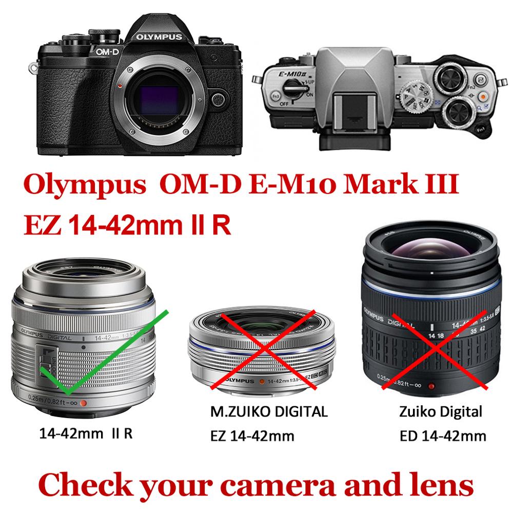 Étui en cuir Pu demi-coque de protection pour Olympus OMD EM10 III E-M10 Mark III EM10 MK3 avec objectif 14-42 II mm