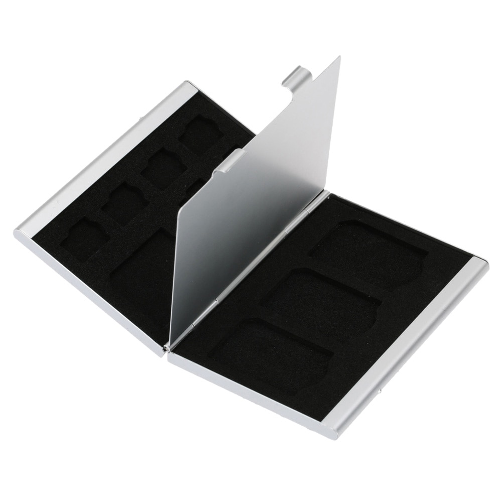 Zwart 12 In 1 Aluminium Opbergdoos Tas Memory Card Case Wallet Voor 4 * Sd Micro Sd Sdhc sdxc Mmc 8 * Tf Sim-kaart