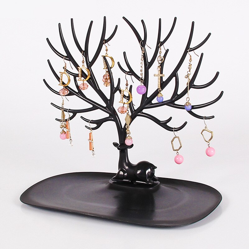 Deer Jewelry Stand Display Necklace Earring Ring Braclet Holder Show Rack Girlfriend Home Storage Decoration Jewelry Holder: black