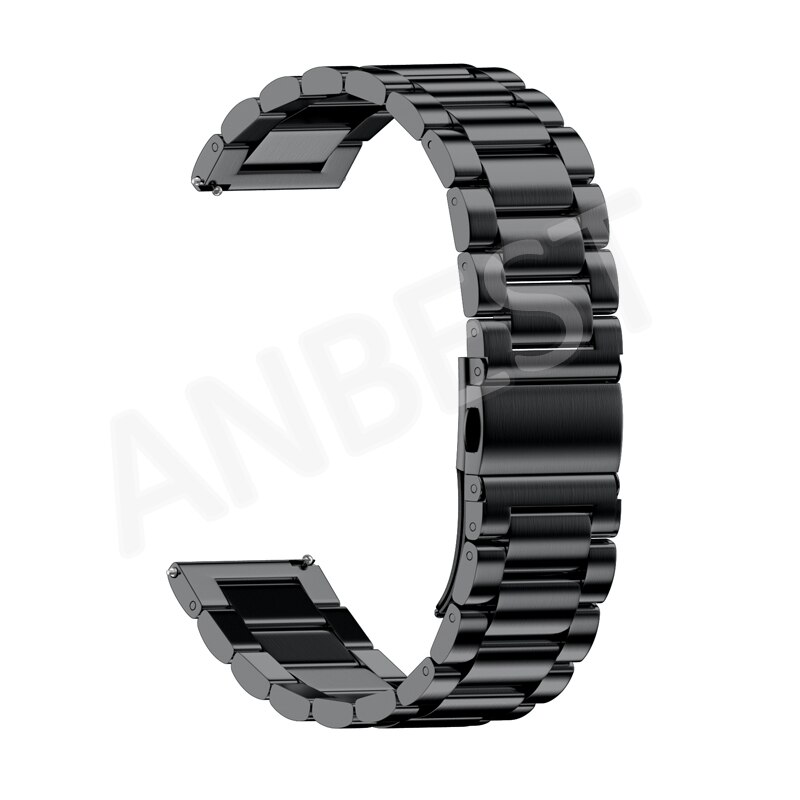 Rustfritt stålbånd for samsung galaxy watch 46mm 42mm rem med 22mm 20mm bredde armbånd metall tre lenker klokkeremmer: Svart / Samsung galaxy 46mm