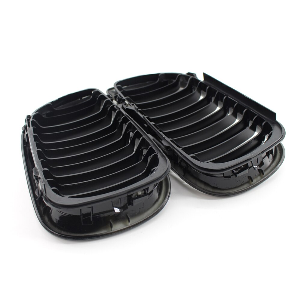 1 Paar Auto Grille Grill Dual Slat Nier Grille Gloss Black Voor Bmw E46 3 Serie 4 Deur 2002-2005 Dubbele Lijn Nier Grill