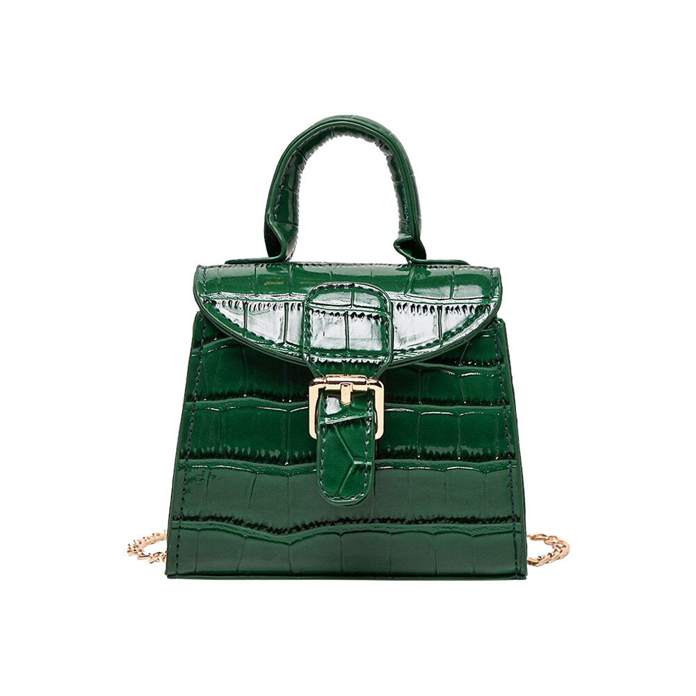 Mini petit sac carré nouvelle en cuir PU femmes sac à main Vintage Crocodile motif chaîne épaule sac de messager: green