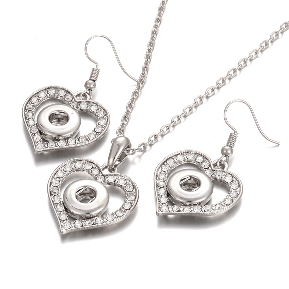 Boutons pression ensemble de bijoux paramètres cristal 12mm 18mm collier pression et 12mm boucles d'oreilles pression pour les femmes bouton pression boucles d'oreilles pendentif collier: 16