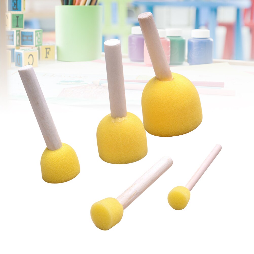 Pincel de esponja para pintar para niños pequeños, herramientas de pintura para manualidades, 5 piezas