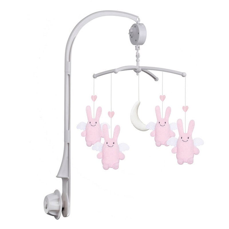 Mobiele Baby Wieg Houder Babybedje Mobiele Bed Bel Opknoping Speelgoed 360 Graden Draaien Beugel Wind-Up Music Box baby Rammelaar Speelgoed: Clear