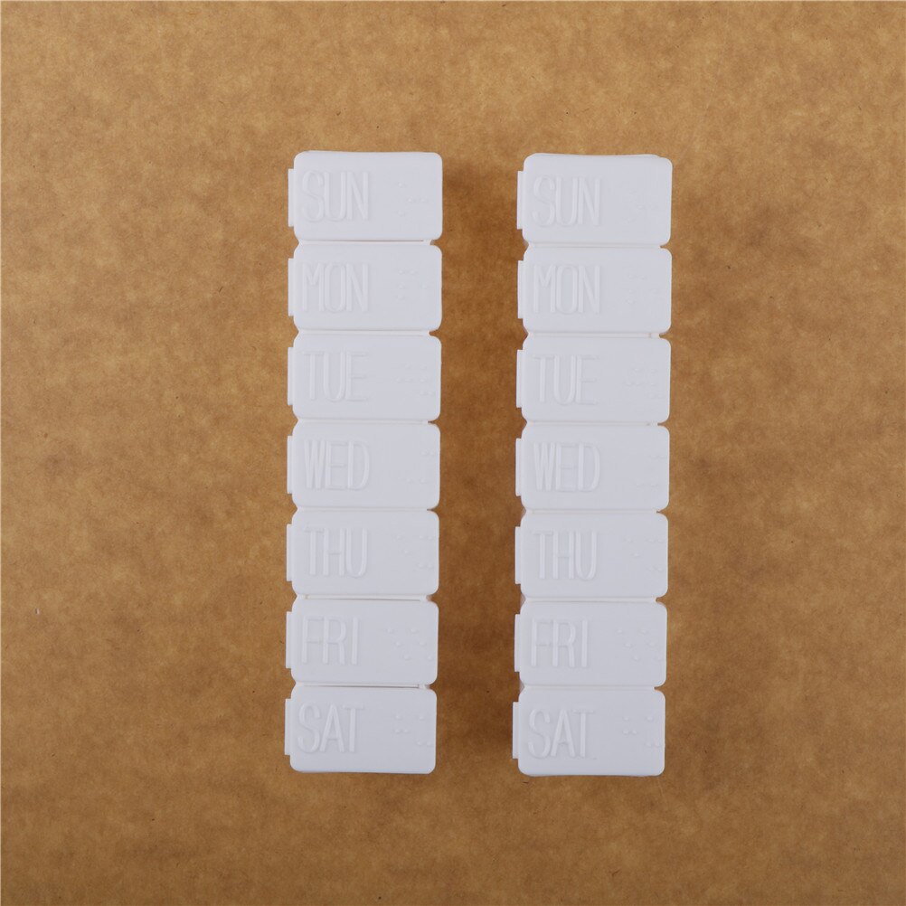 Wekelijkse 7 dagen pillendoos dispenser medicijnopslag tablet pillendoos met clipdeksels medicijnorganizer pillendoos splitters opslag