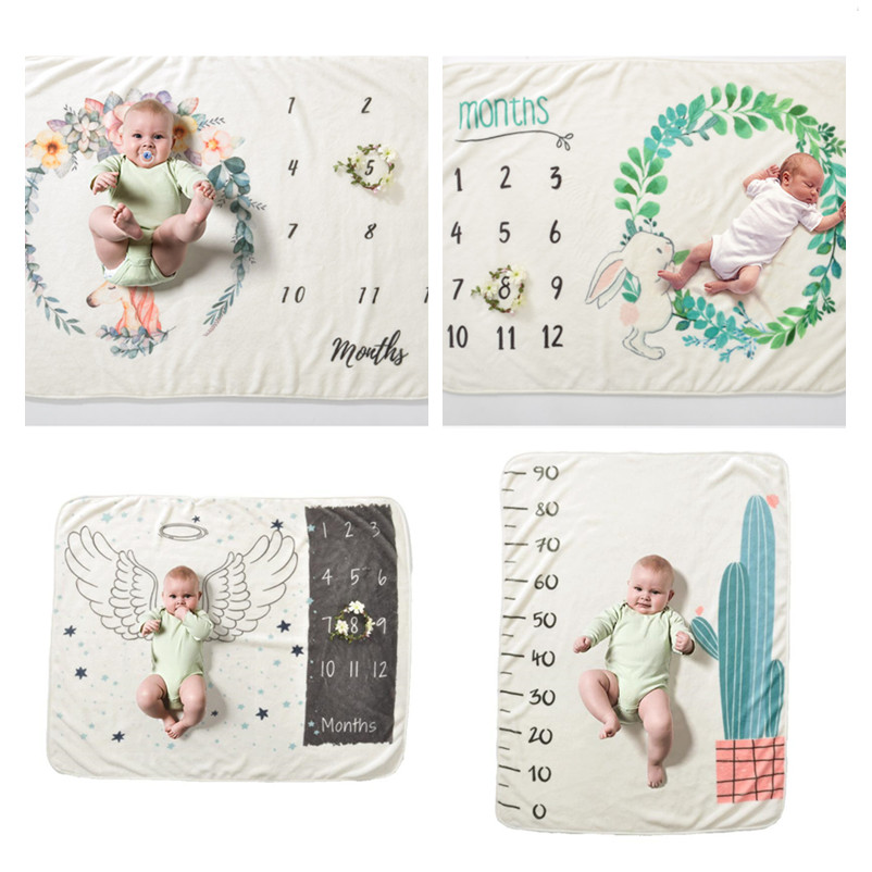 Newborn baby Monthly Growth Milestone Background Blanket photo props for Rug infant boy girls Photography Accessories