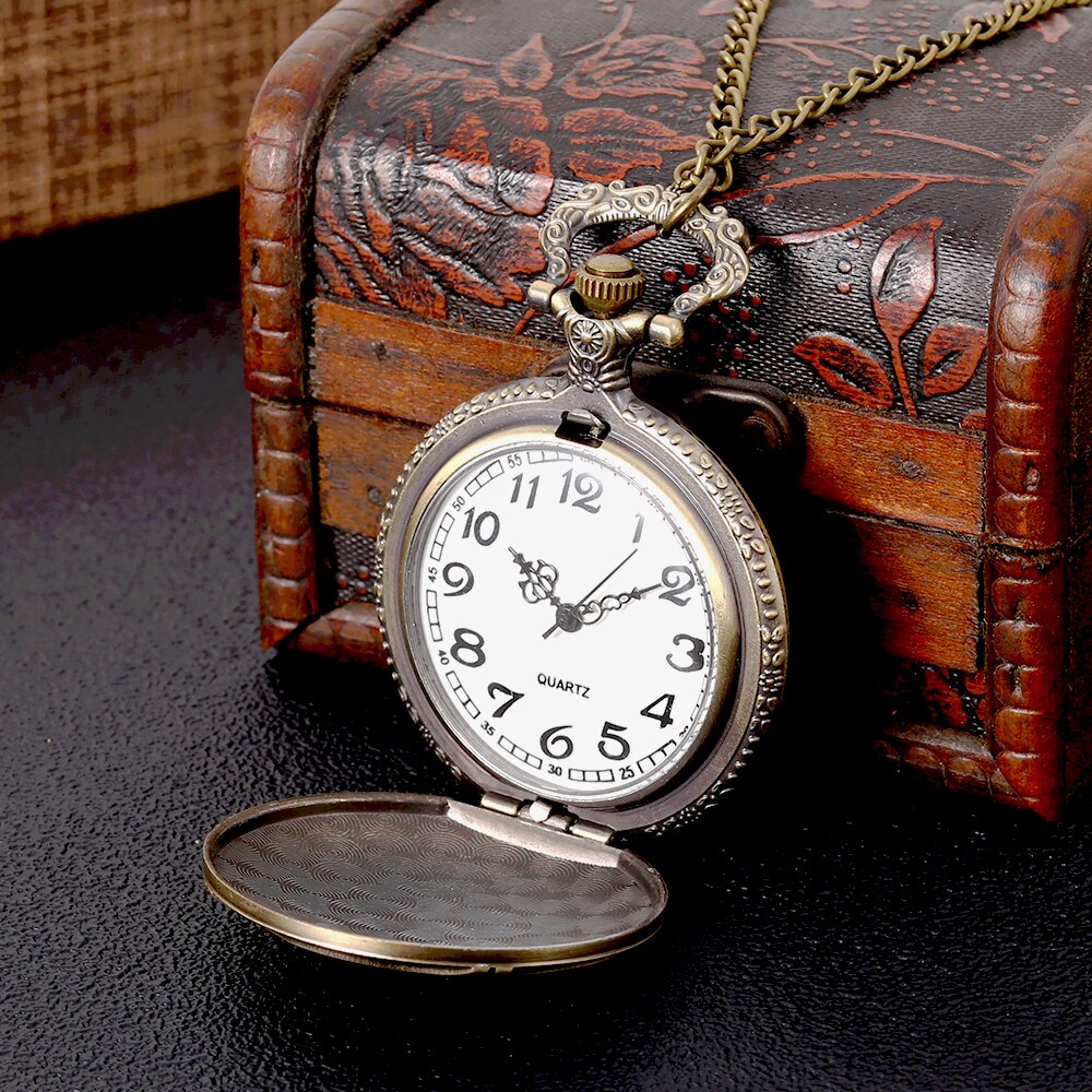8829 Copper Color Pocket Watch Red Embossed Pocket Watch