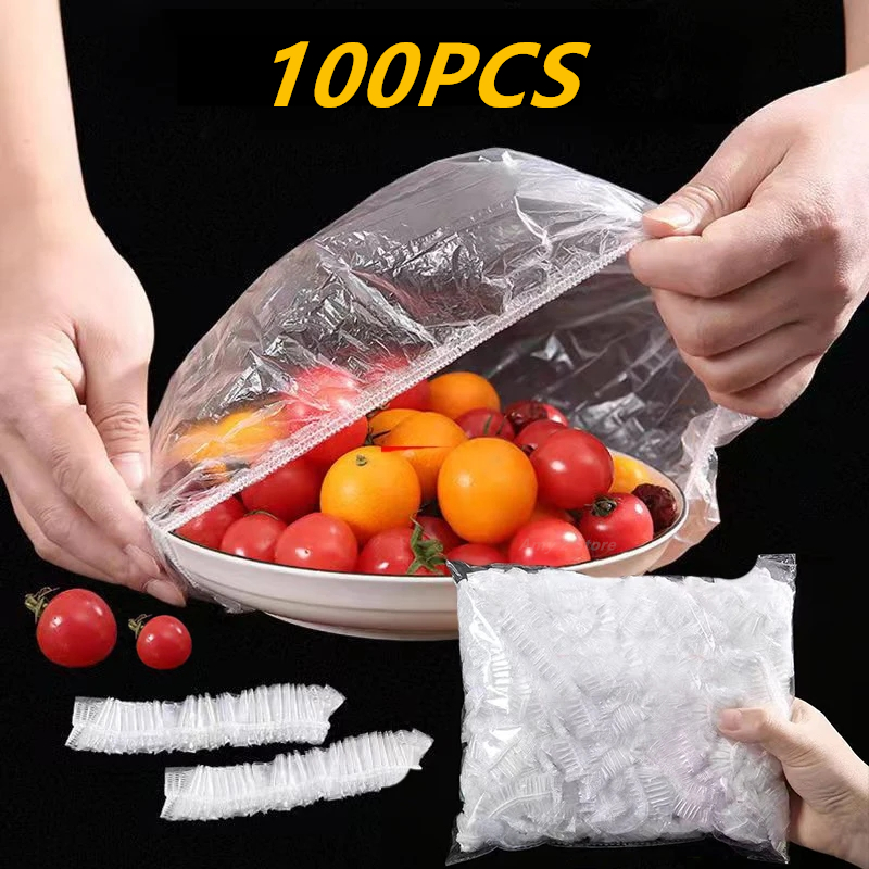 Cubierta desechable reutilizable para alimentos, envoltura de plástico, tapas elásticas duraderas para alimentos para tazones, cubiertas de platos elásticos para cocina, bolsa de ahorro de alimentos