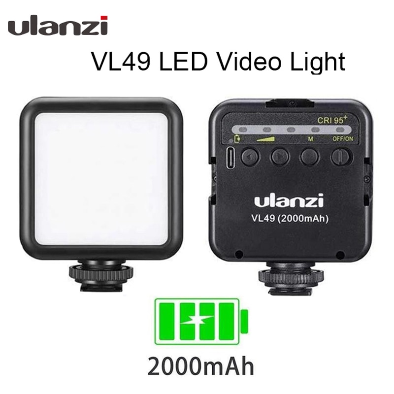 Ulanzi VL49 6W Mini LED Video Licht 2000mAh Ingebouwde Batterij Licht 5500K Fotografische Verlichting met Koud Schoen mount 1/4 Schroef