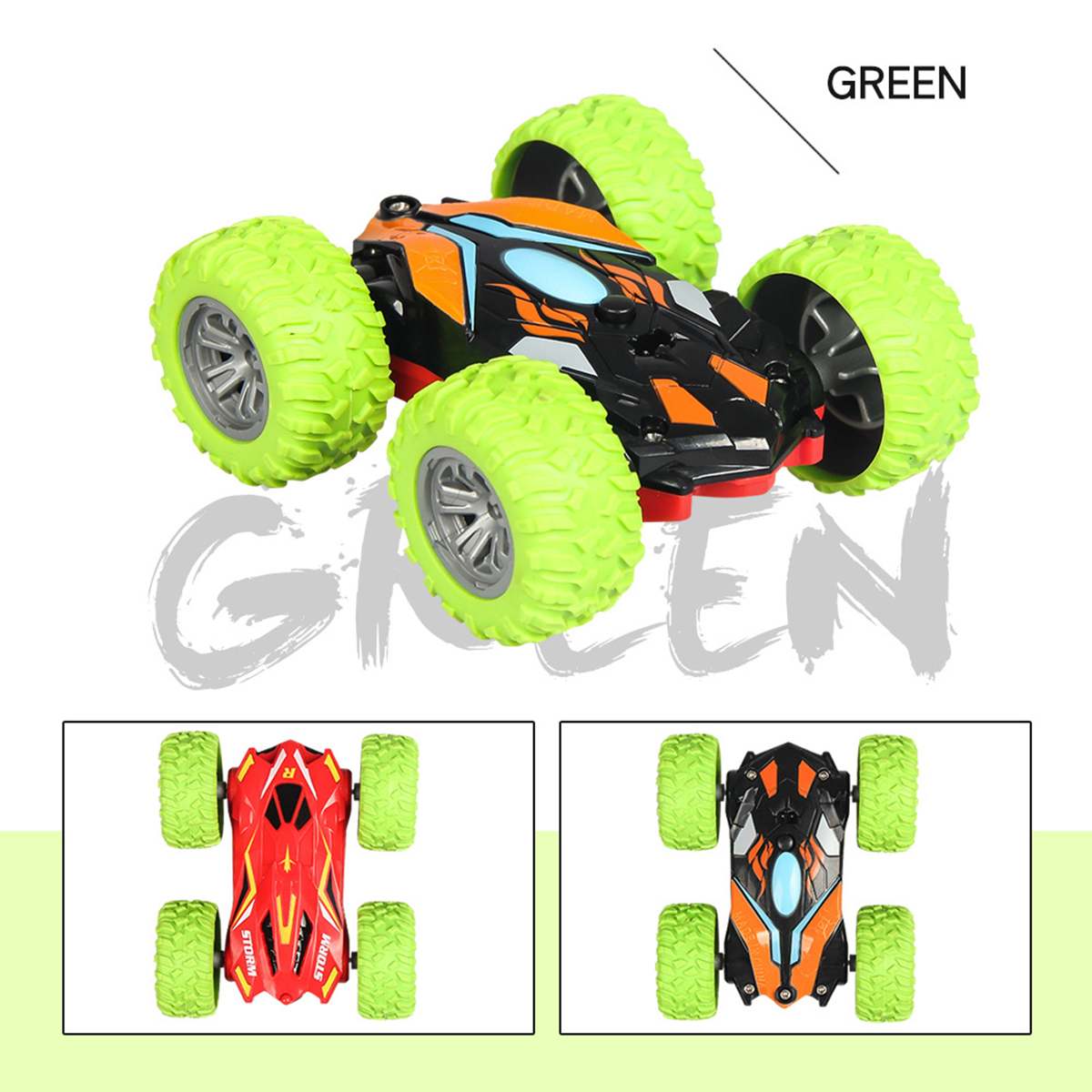 Double Sided 3D Flip Remote Control Car Robot RC Car Toy Drift-Buggy Crawler Battery Operated Stunt Machine Radio Controlled Car: green