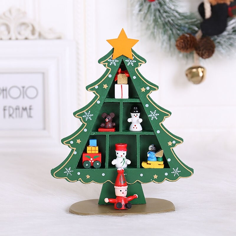 Ornement de Table de noël 18cm, faux arbre de noël, bureau en bois, disposition de la scène de l'arbre de noël en 3D