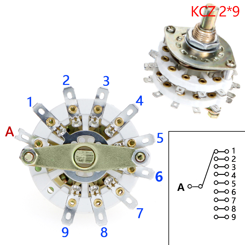 KCZ 2 Pole 6/7/8/9/10/11 4 Pole 3/5 Position With Channel Rotary Switch Selector With Cap Rotary Switch Selector: Ivory