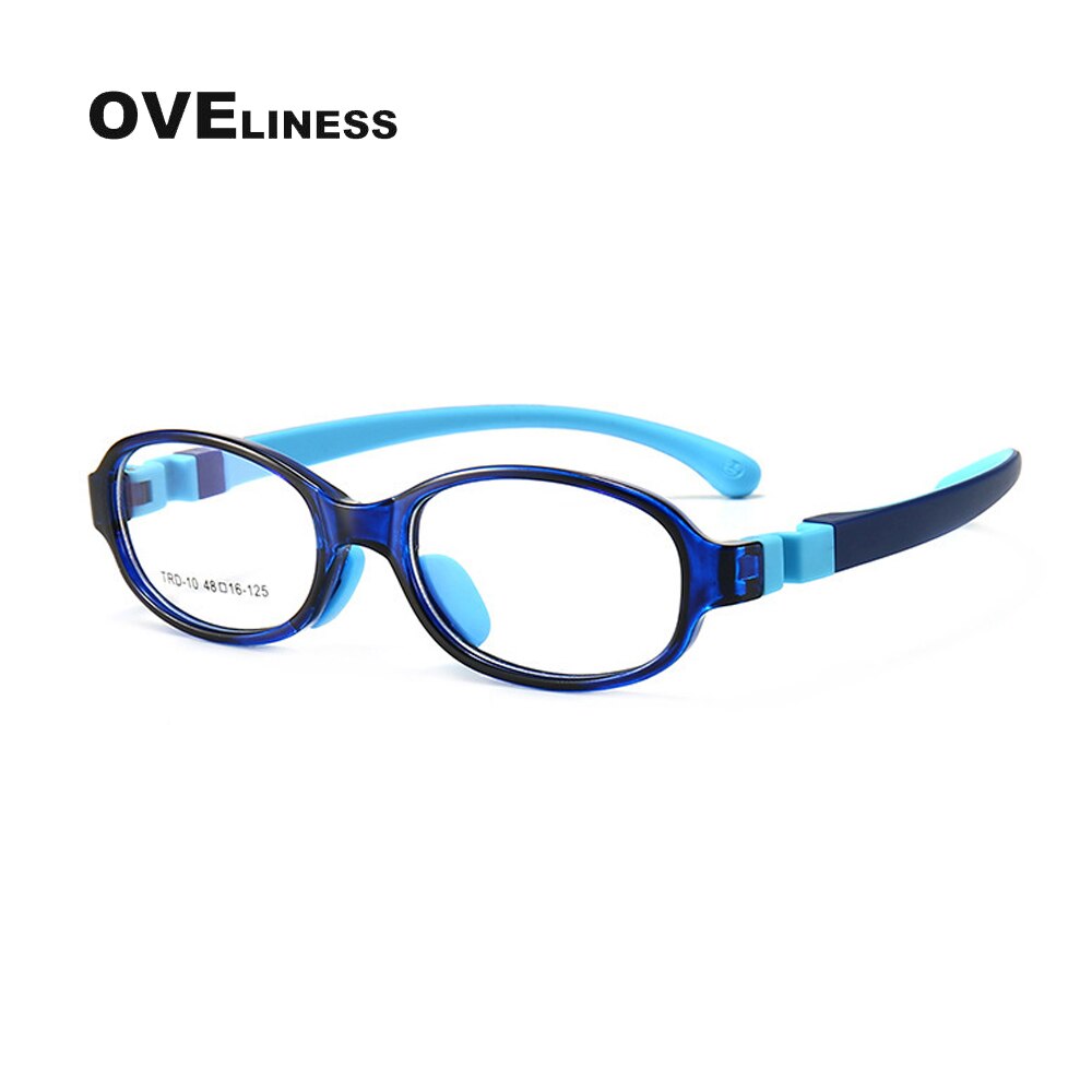 Gafas redondas para niños, lentes ópticas para miopía, montura para niño y niña, gafas graduadas flexibles de silicona para niños: blue
