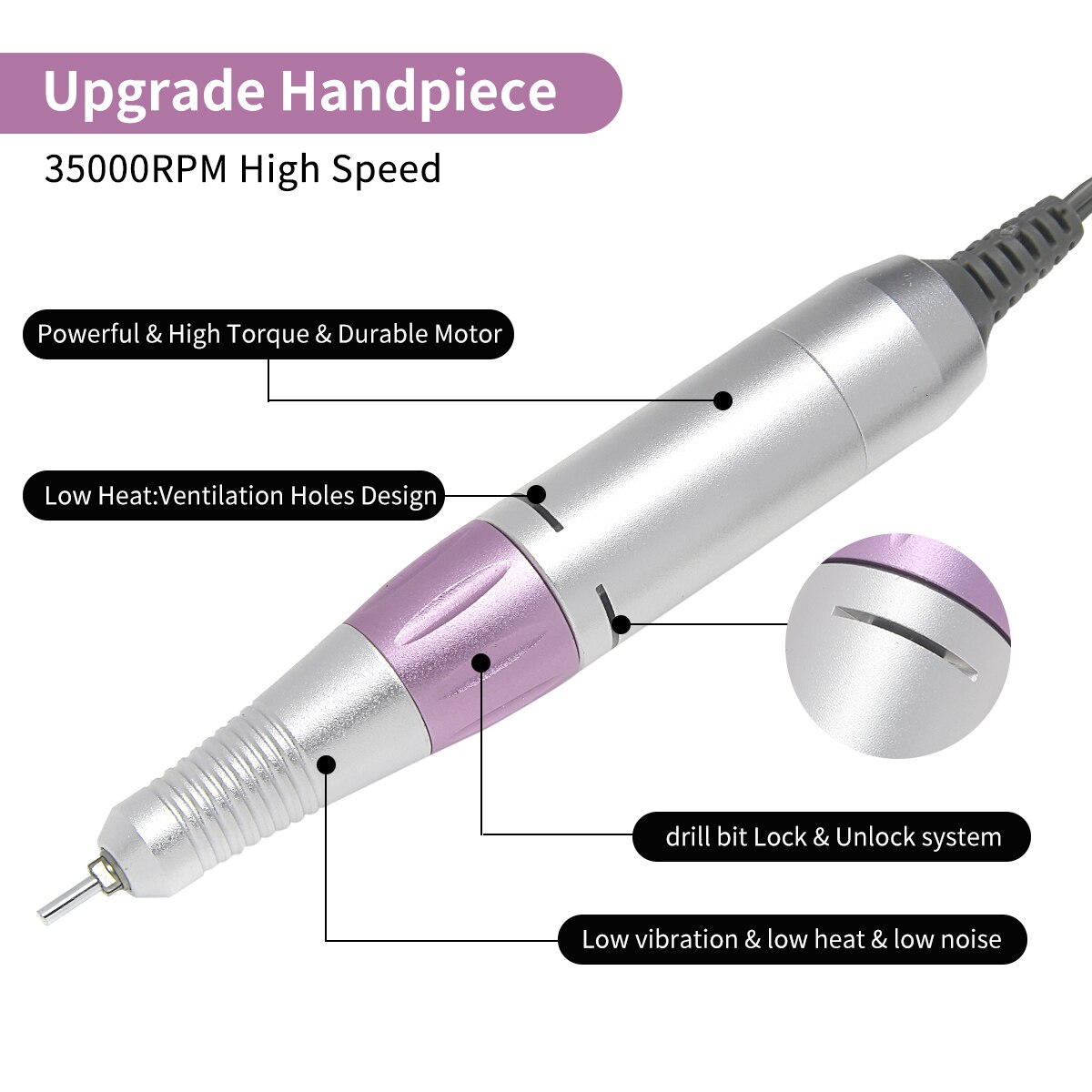JD700 Pro-taladro eléctrico para uñas, 35W, 35000RPM, equipo de limas para manicura y pedicura, taladro de decoración de uñas, pluma, herramientas