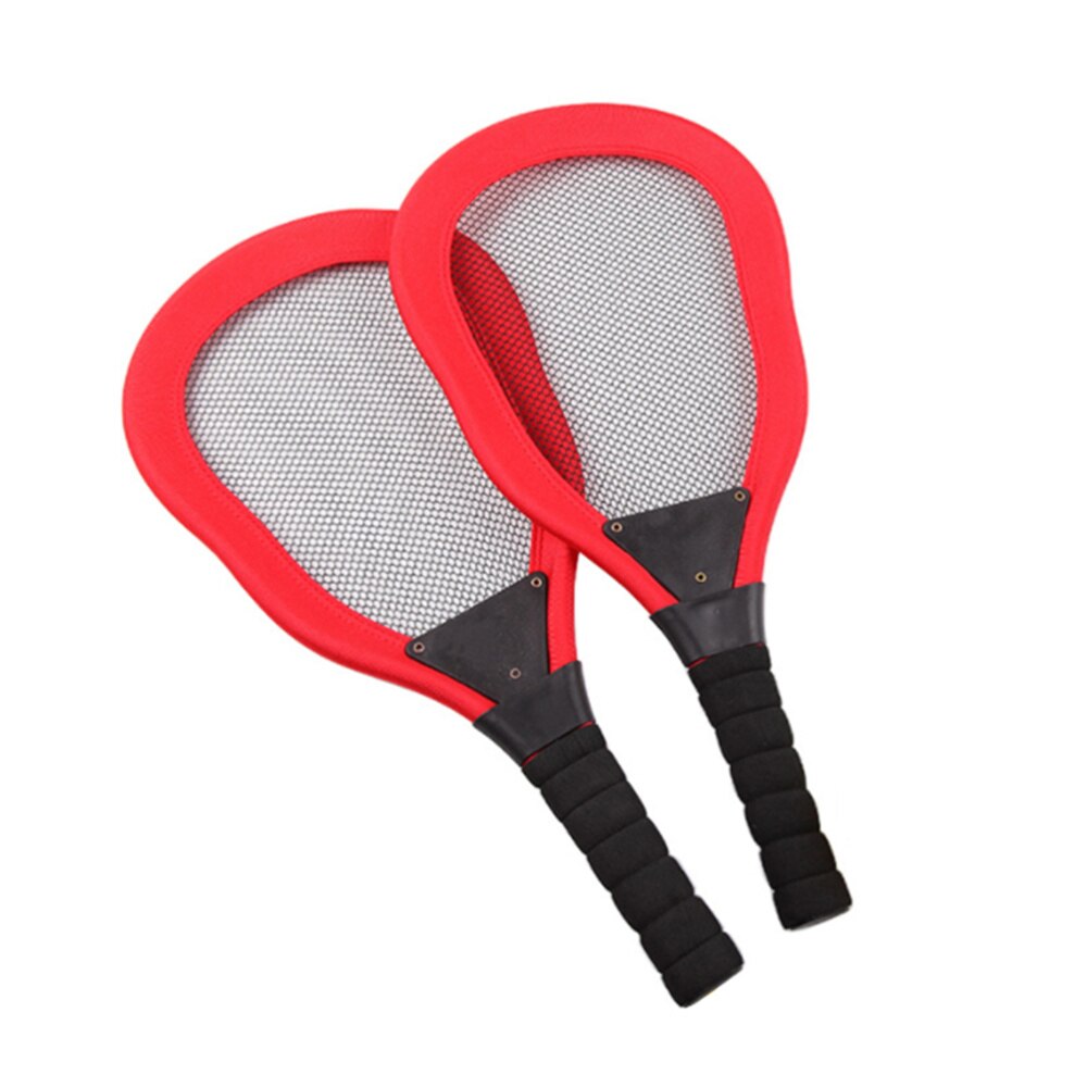 5Pcs Sport Speelgoed Kinderen Doek Art Tennisracket Badminton Strand Racket Kids Outdoor Benodigdheden (Rood 2 Stuks racket + 1Pc Badminton