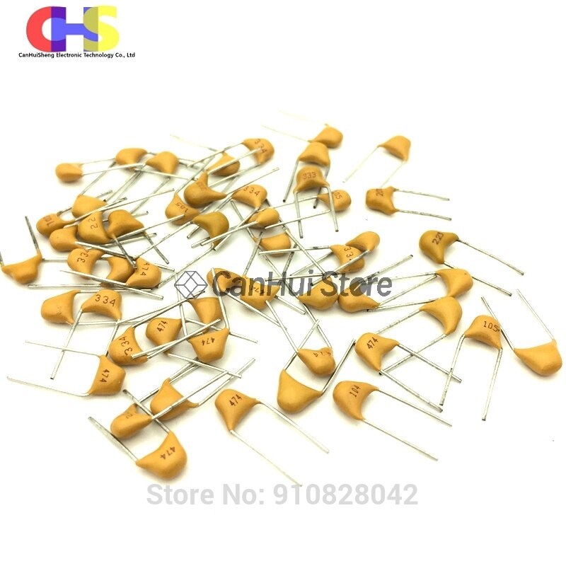 100 Uds condensador cerámico multicapa 50V (100 ~ 106) 10pF ~ 10uF 102 103 104 105 39 820pF 1 22 33 47 56 68 100 nF 0,01 0,1 uF P5.08mm