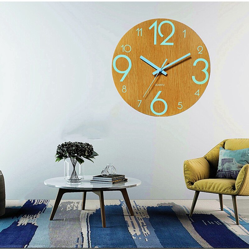 Digitale Nummer Wandklok 3D Stille Klok Glow Dark Acryl Lichtgevende Opknoping Klok Acryl Korte Rustige Wandklok