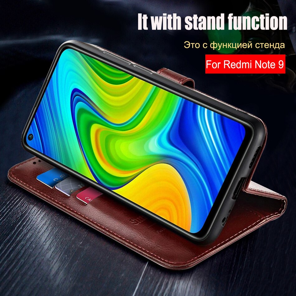 Étui portefeuille à 9 classique en cuir pour xiaomi redmi 9 9