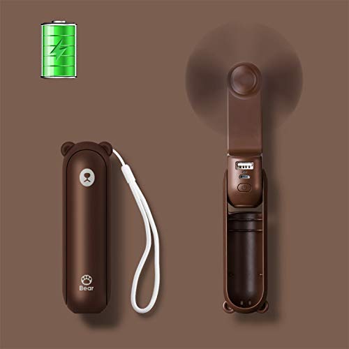 3 In 1 Handheld Mini Ventilator, Draagbare Usb Oplaadbare Kleine Pocket Fan, batterij Aangedreven Ventilator Met Power Bank, Zaklamp Functie: brown