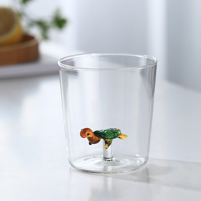 3D Animal Glass Water Cup Cute Modeling Household Simple Glass Coffee Juice Drink Milk Cup Home Desktop Accessories: Tortoise