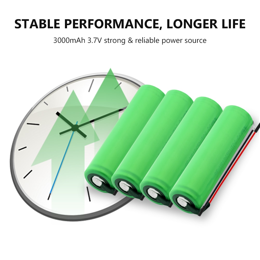 4P 3.7V 3000MAH 18650 Battery Li ion Rechargeable US18650VTC6 Flashlight Batteria With Two Wires Max.30A Discharge