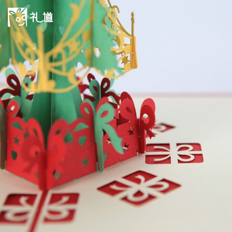 Christmas Stereo Greeting Card 3d Christmas Tree Wish Card Party Invitation Card