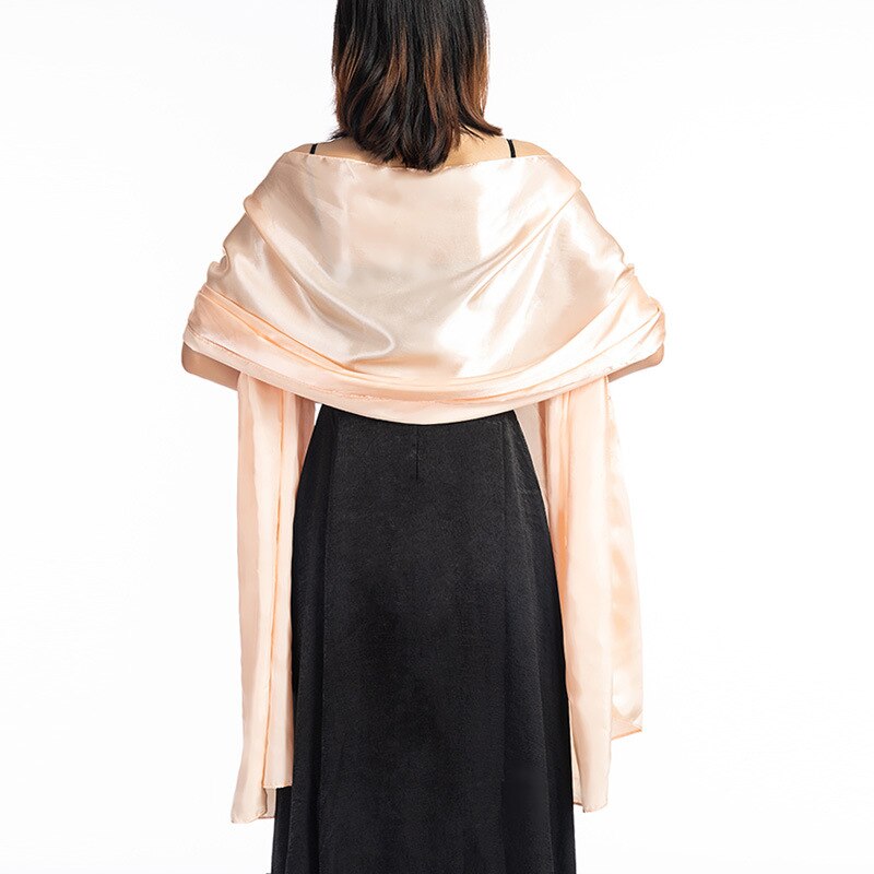 Vestido de noche largo de satén para mujer, bufanda protectora para cuello, pañuelo para la cabeza, capa fina con borlas para , chal cálido, Hhijab, Q63: Gris claro
