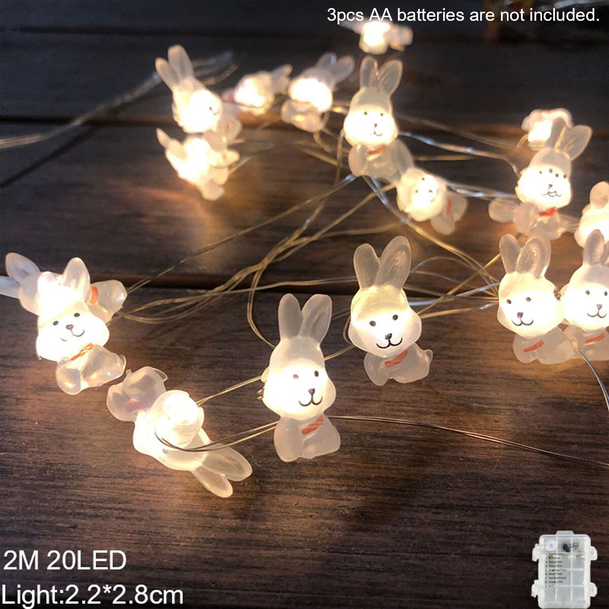 Easter LED Bunny String Lights Easter Decoration For Home Carrot Rabbit Fairy Light Supplies Happy Easter Party Favor: 01