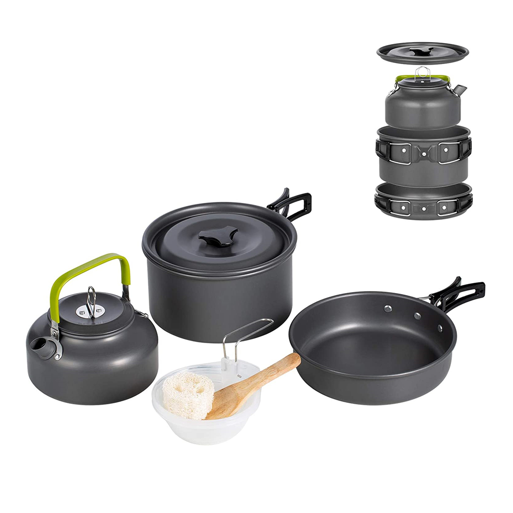 Ultra-licht Aluminium Legierung Camping Kochgeschirr Bausatz Utensilien Kochen Ich bin Freien Teekanne Picknick Geschirr Wasserkocher Topf Braten Pfanne Ausrügestochen