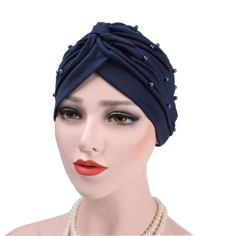 Shiny Pearl Head Scarf for muslim women turban bonnet hijab Caps white pearl Inner hijabs femme musulman arab wrap turbantes: 6